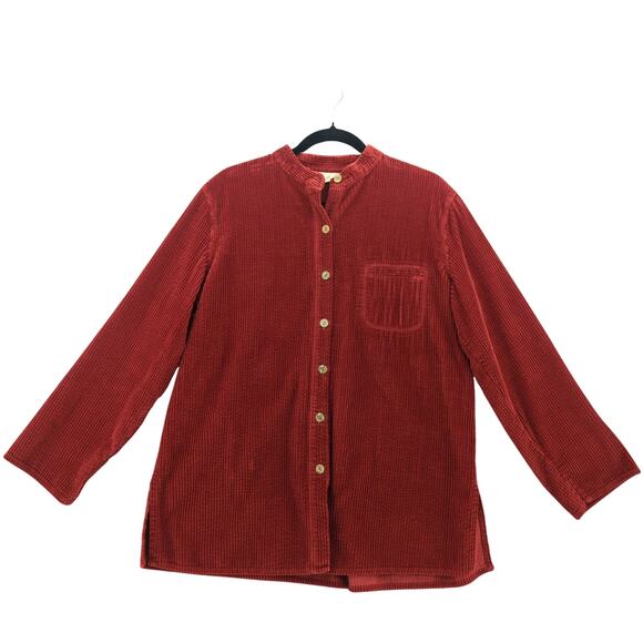 J Jill Rust Corduroy Button Down Tunic Medium Fall Layering Minimalist - Picture 1 of 10